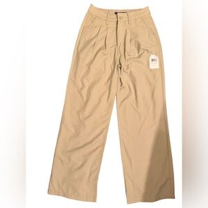 Vans Alder Relaxed Pleated Pants Womens 24 Khaki High Rise Wide Leg Trouser NWT